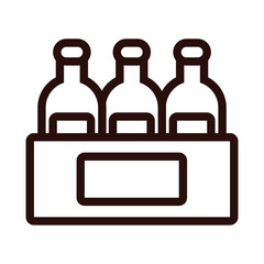 beers bottles in basket line style icon