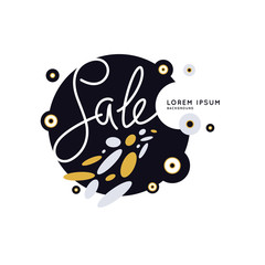 Modern Sale poster with geometric shapes, vector illustration
