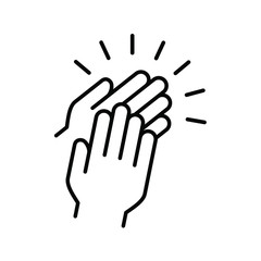 Applause audience. icon. Clap, plaudits, standing ovation symbol. flat hands clapping icons. High five signs. Vector human language sign. Bravo congratulation, congrats, you did it. Cheer hands up. 
