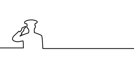 Military veteran soldier salute sign. Soldier saluting (Navy). Army salute, patriotic concept. Flat vector Salutes icon. Line pattern. Happy veteran's day (veterans), Memorial Day. Portrait, general.