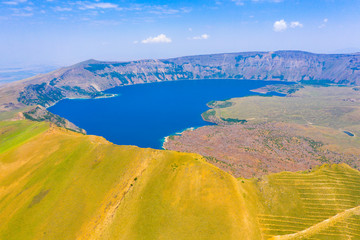 Lake Nemrut is a freshwater crater lake in Bitlis Province, eastern Turkey. It is part of Nemrut Caldera, a volcanic caldera atop Volcano Nemrut.  © Tarik GOK