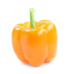 Ripe orange bell pepper isolated on white