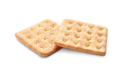 Crispy crackers isolated on white. Delicious snack