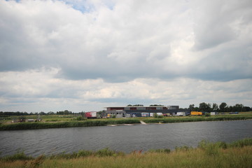 Fototapeta na wymiar Rowing lane in the Eendragtspolder as water storage for Rotterdam.