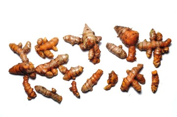 Close Up Turmeric or Curcuma Longa Linn isolated on white background