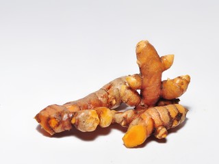 Close Up Turmeric or Curcuma Longa Linn isolated on white background