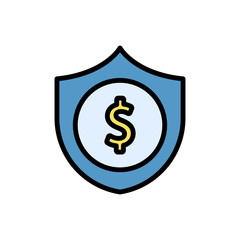 Shield, dollar icon. Simple color with outline vector elements of economy icons for ui and ux, website or mobile application