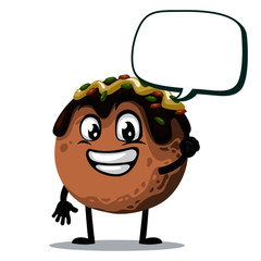 vector illustration of takoyaki mascot or character says with blank balloon speech