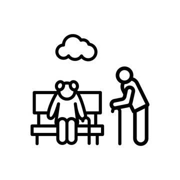 Older bank Retirement home icon. Simple line, outline vector elements of nursing home icons for ui and ux, website or mobile application