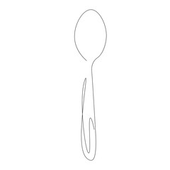 Spoon one line drawing on white background, vector illustration