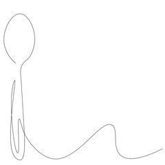 Spoon one line drawing, vector illustration