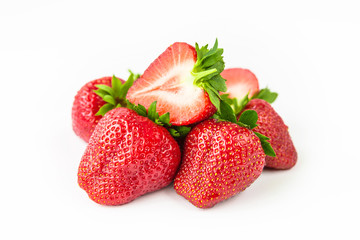 Fresh Juicy Ripe Red Berry Strawberry isolated on white background