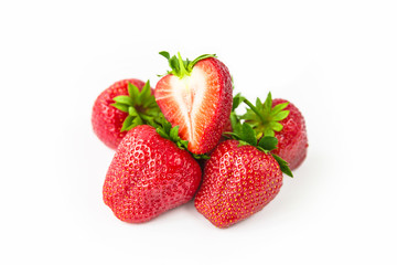 Fresh Juicy Ripe Red Berry Strawberry isolated on white background
