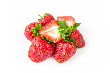 Fresh Juicy Ripe Red Berry Strawberry isolated on white background