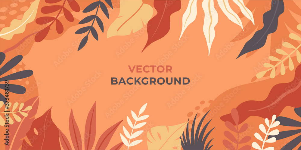 Poster leaf-bannervector horizontal abstract background with copy space for text - autumn sale - bright vib