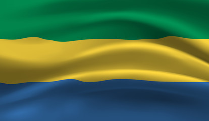 Waving flag of the Gabon. Waving Gabon flag