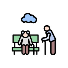 Older bank Retirement home icon. Simple color with outline vector elements of nursing home icons for ui and ux, website or mobile application