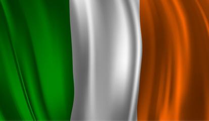 Waving flag of the Ireland. Waving Ireland flag