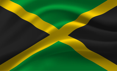 Waving flag of the Jamaica. Waving Jamaica flag