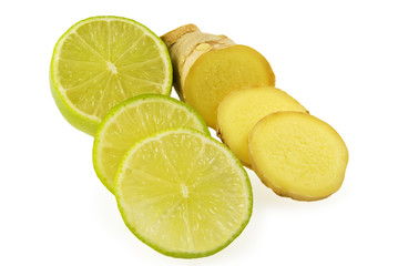 Lime  and ginger cut by segments