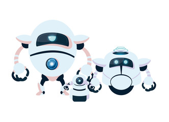 white robots cartoons vector design
