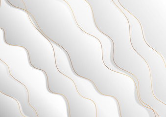 Shiny luxury golden and grey waves abstract corporate vector background