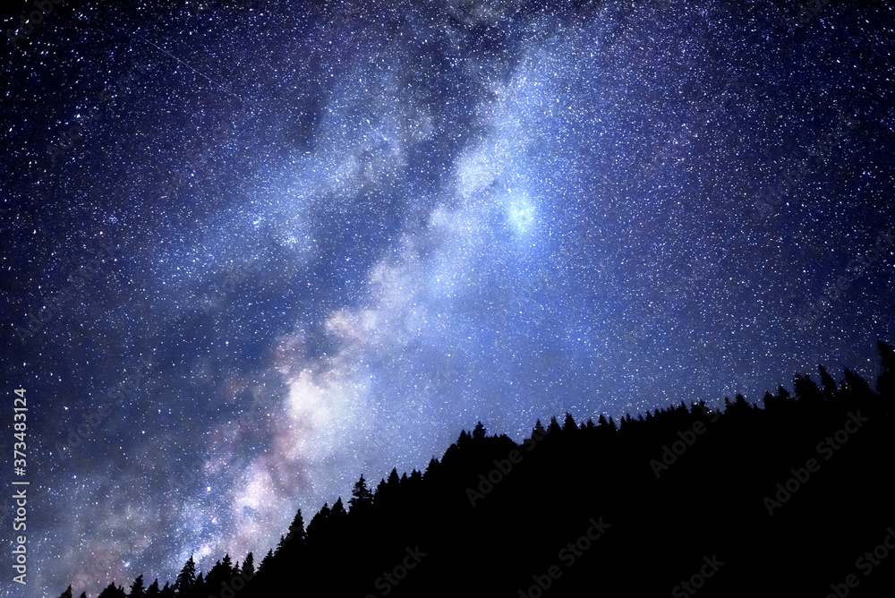 Wall mural starry sky. milky way galaxy. this long exposure astronomical photograph taken in the middle of the 