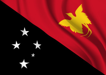 Waving flag of the Papua New Guinea. Waving Papua New Guinea flag