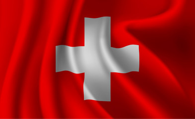 Obraz premium Waving flag of the Switzerland. Waving Switzerland flag