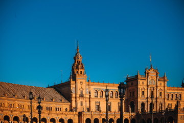 The Spain Square is a plaza in the Parque de Maria Luisa in Seville