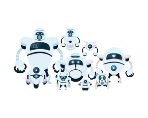 white robots cartoons vector design
