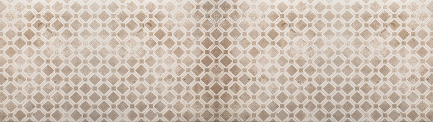 Seamless light grunge beige brown white cement stone concrete paper textile tile wallpaper texture wide background banner panorama, with hexagonal hexagon diamond / rhombus / lozenge shape print