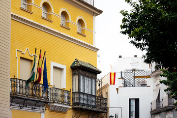 Street view of downtown in Seville city, Spain