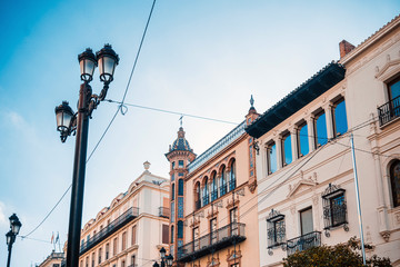 Fototapeta na wymiar Street view of downtown in Seville city, Spain