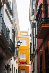 Street view of downtown in Seville city, Spain