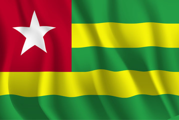 Waving flag of the Togo. Waving Togo flag