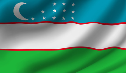 Waving flag of the Uzbekistan. Waving Uzbekistan flag