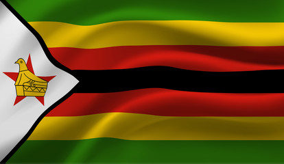 Waving flag of the Zimbabwe. Waving Zimbabwe flag