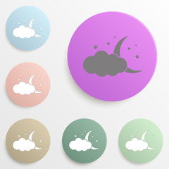 Cloud, Star ,Moon badge color set. Simple glyph, flat vector of web icons for ui and ux, website or mobile application