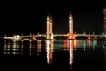 Night scene at Terengganu drawbridge.
