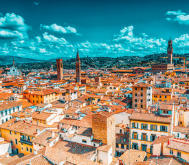 Beautiful landscape above urban and historical view of the Florence from Giotto's Belltower...