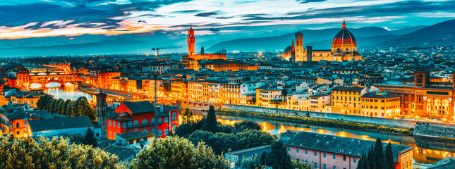 Beautiful landscape above, panorama on historical view of the Florence from  Piazzale Michelangelo...