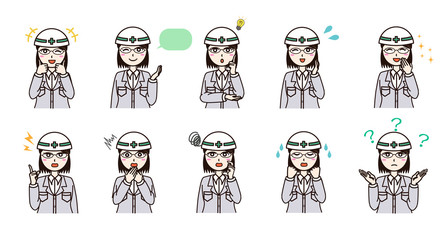 Woman business work clothes emotion set