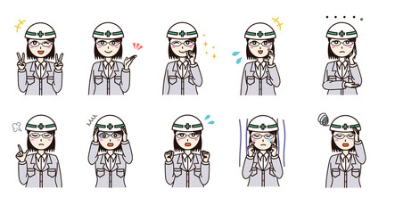 Woman business work clothes emotion set