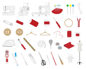 Handicraft illustration material set / vector