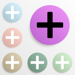 Obraz premium plus sign badge color set. Simple glyph, flat vector of web icons for ui and ux, website or mobile application