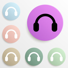 headphones from sound badge color set. Simple glyph, flat vector of web icons for ui and ux, website or mobile application