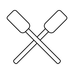 wooden oars line style icon