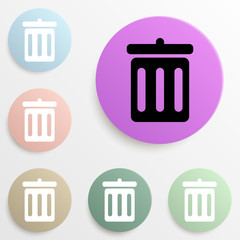 trash can badge color set. Simple glyph, flat vector of web icons for ui and ux, website or mobile application