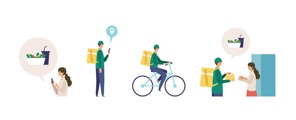 Vector illustration for the online delivery service concept. Order process concept.